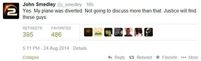 Twitter Bomb Threat Diverts John Smedleys Plane
