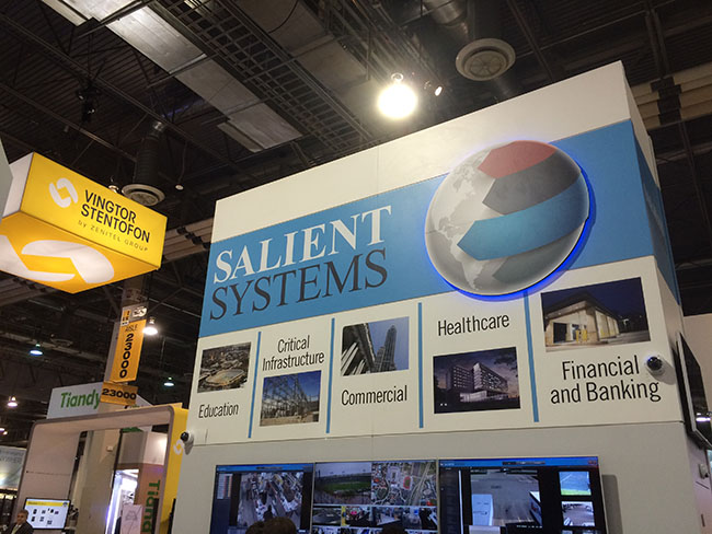 The Salient Systems booth outlined its new products as well as the industries it most closely works with