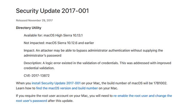 MacOS Sierra Security Updates