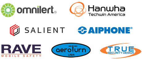 Omnilert, Hanwha Techwin America, Salient Systems, Aiphone, Rave Mobile Safety, Aeroturn, True Security Design