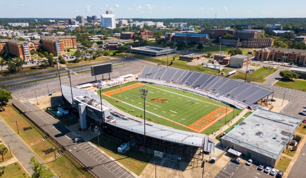 Aerial view of Florida A&M University’s Bragg Memorial Stadium.