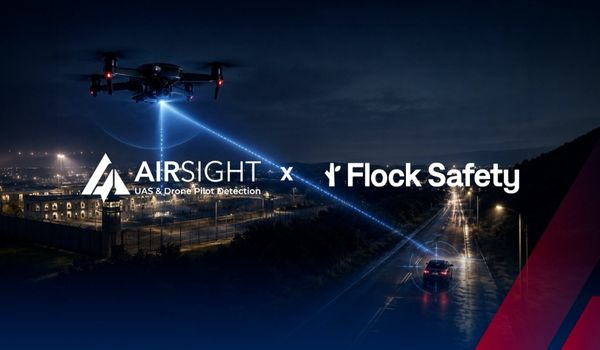 AirSight and Flock Safety logos on drone detection image
