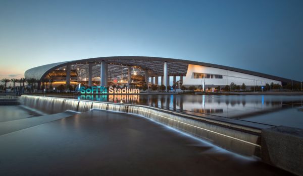SoFi Stadium at sunset