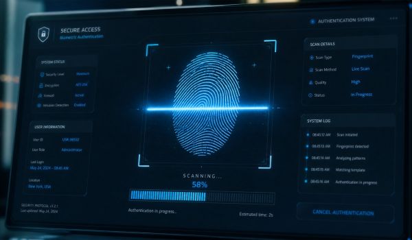 Biometric access on computer screen