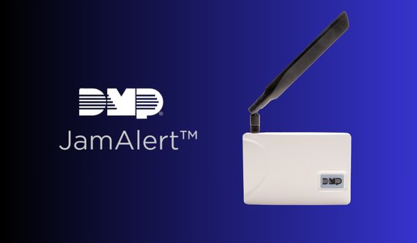 DMP logo next to JamAlert product on purple background