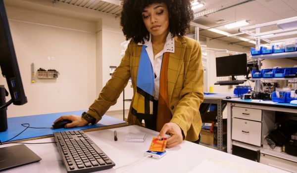 Employee scanning key card