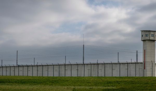 The outside of a prison.