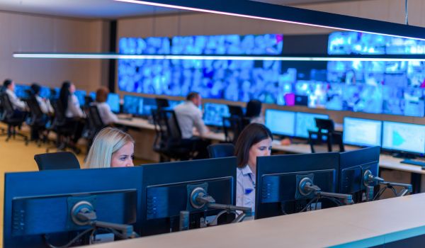 Workers in a security operations center.