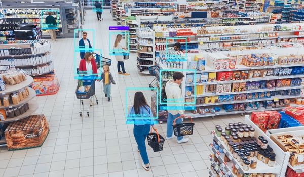 AI tracking footage of grocery store