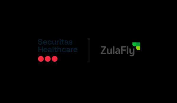 Securitas Healthcare and ZulaFly logos on black background