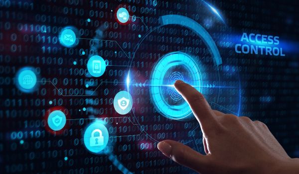 Hand using a digital access control system.