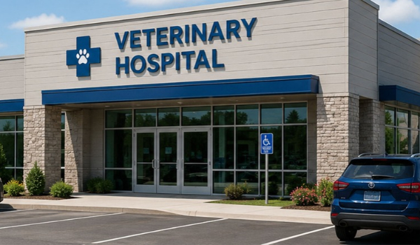 The outside of a veterinary hospital.