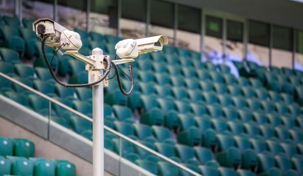 Surveillance cameras controlling stadium