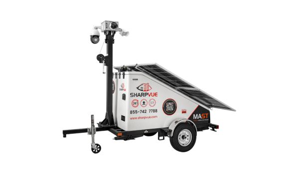 Mobile CCTV Surveillance System with Four Security Cameras Mounted on Vehicle Roof Mast