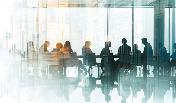 Professionals gathered in a boardroom