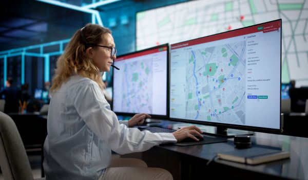 Emergency response dispatch agent working on desktop