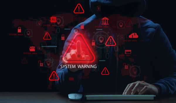 Hacker and system warning