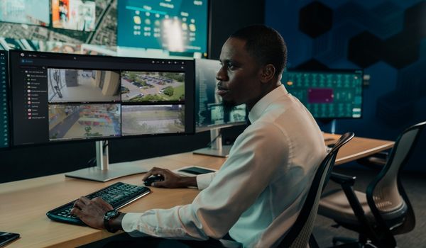 Man working on computer at desk