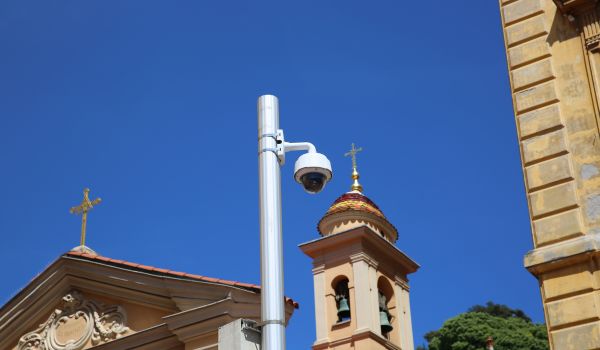 Dome Type Camera on church campus